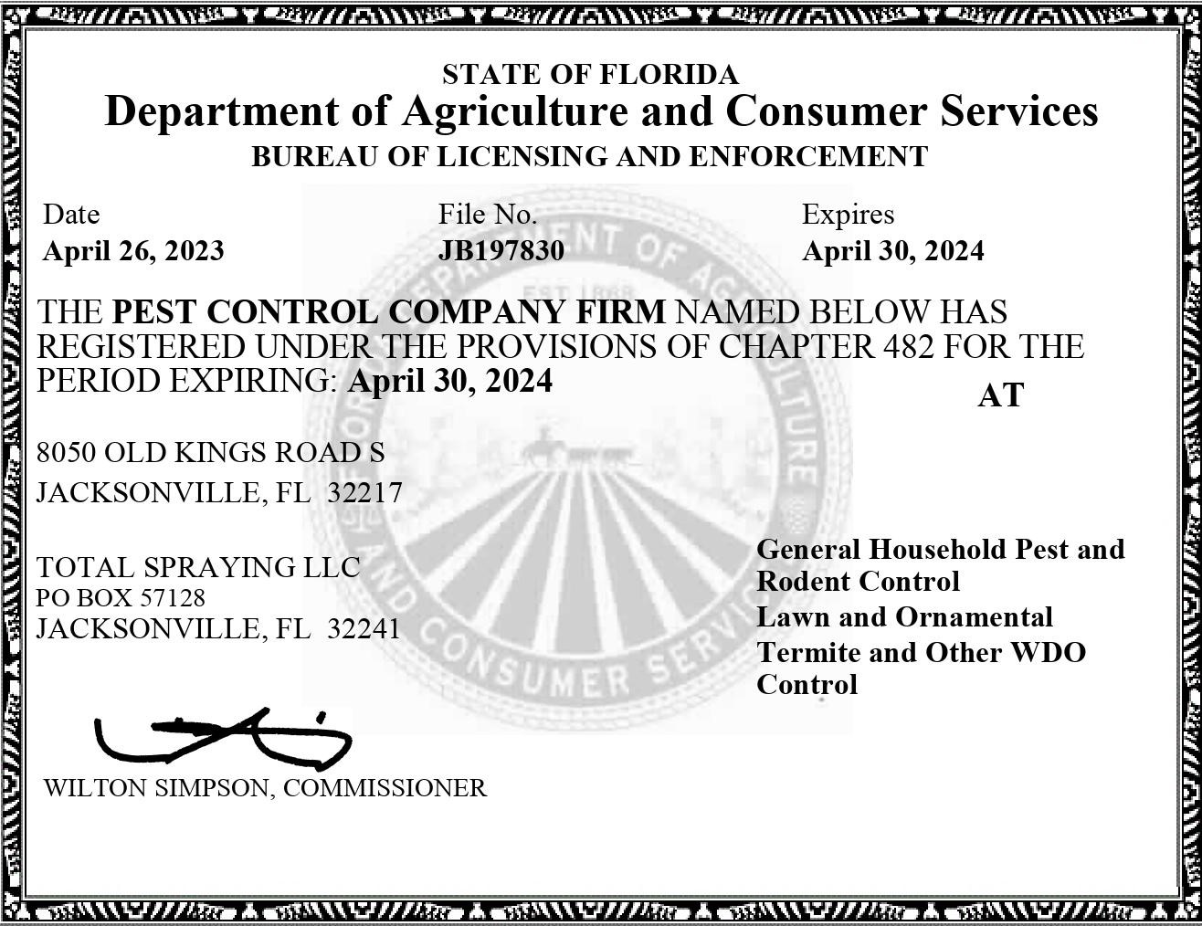 Pest control Jacksonville Fl