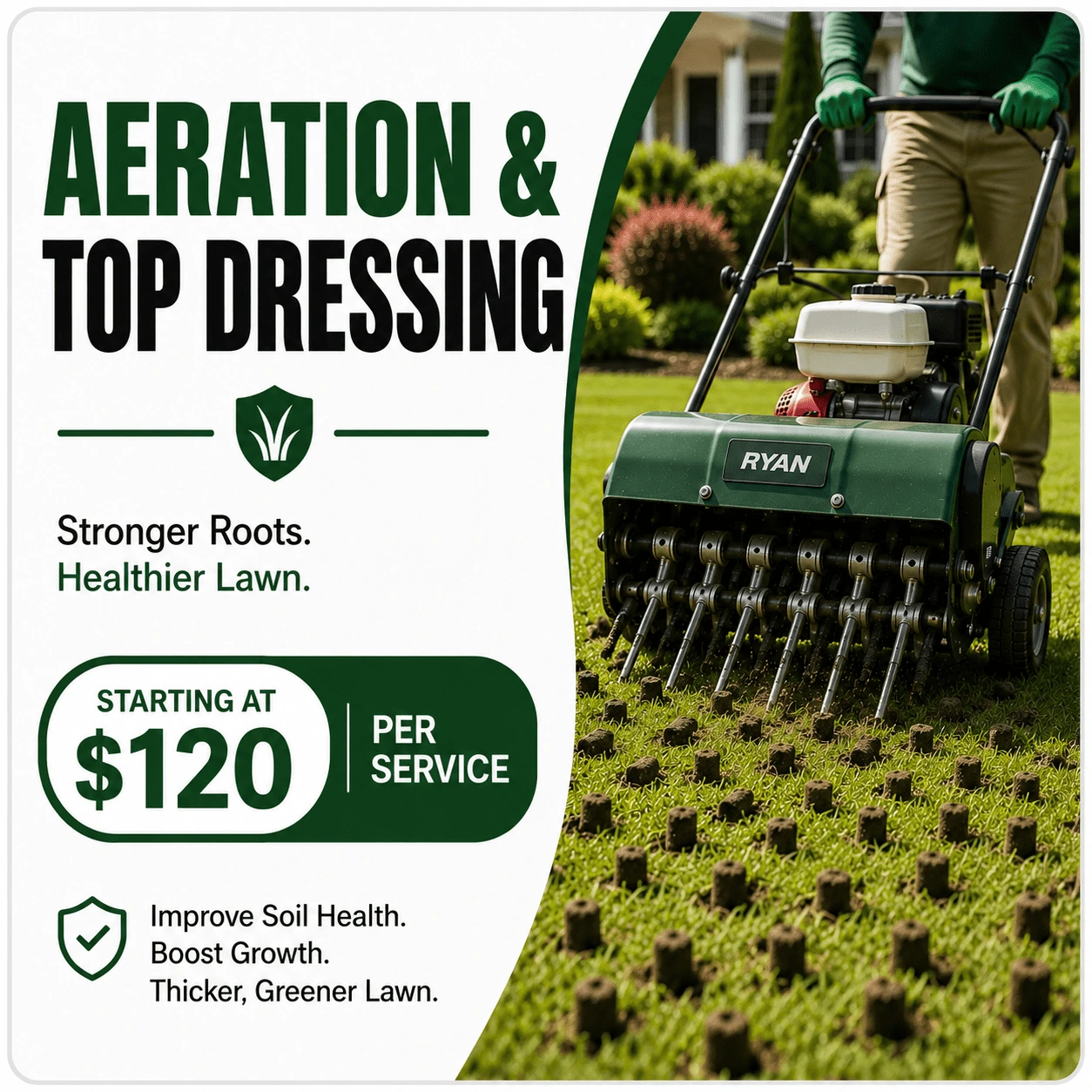 Aeration & top dressing Jacksonville Fl starting at $99